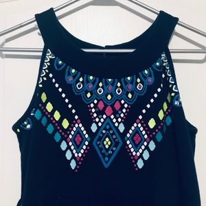 Navy Blue Halter neck dress w/tiered ruffle bottom